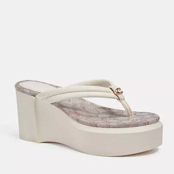 Coach Women's Cream Platform Sandals - Picture 7 of 7